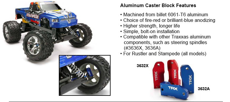 Traxxas Aluminum Caster Blocks For Stampede and Rustler ...