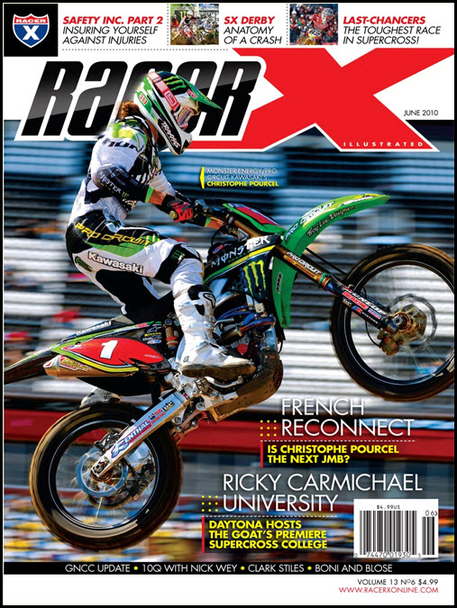 Traxxas-sponsored 250 East champ Christophe Pourcel on the cover of Racer X