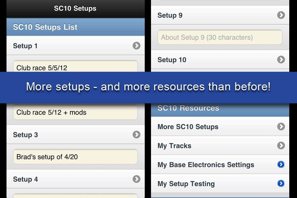 NEW! SC10 Short Course Setups App, V2!