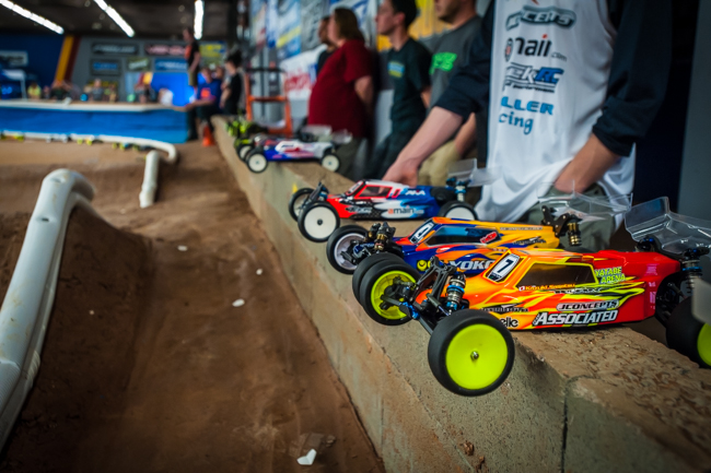 Buggies in the quarantine area, post inspection and ready for the track.