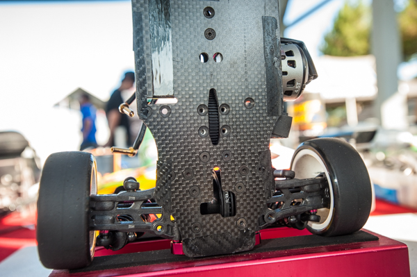 The chassis has a variety of new holes drilled to work with the new motor mount. 