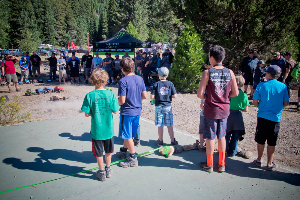 The 15 and under Rock Racers were eager to get their race started.