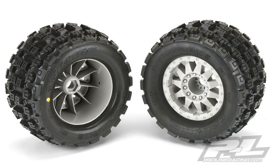 Pro-Line Trencher X 3.8" All Terrain Tires Mounted on F-11 Stone Gray 1/2" Offset 17mm Wheels