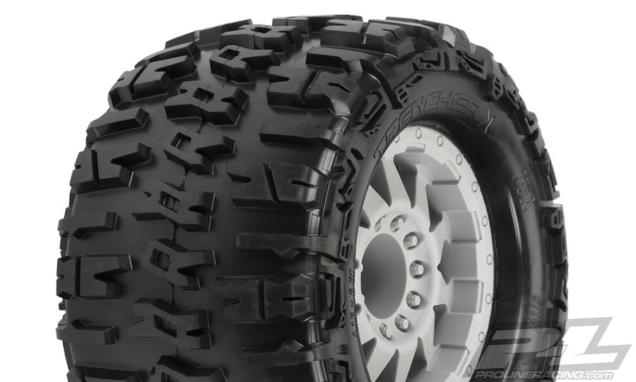 Pro-Line Trencher X 3.8" All Terrain Tires Mounted on F-11 Stone Gray 1/2" Offset 17mm Wheels