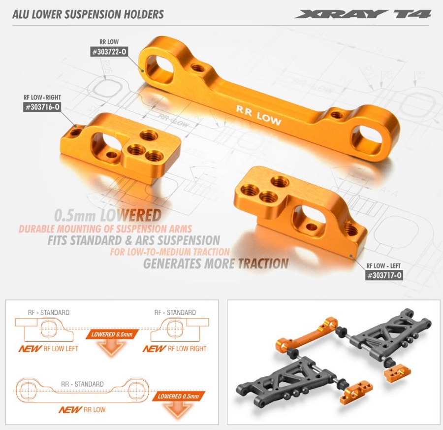 Aluminum Lower Suspension Holders For The XRAY T4