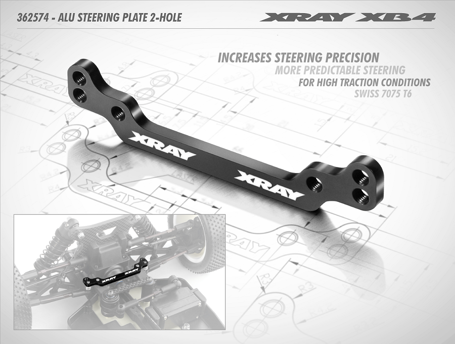 XRAY 2-Hole Aluminum Steering Plate For XB4 Cars