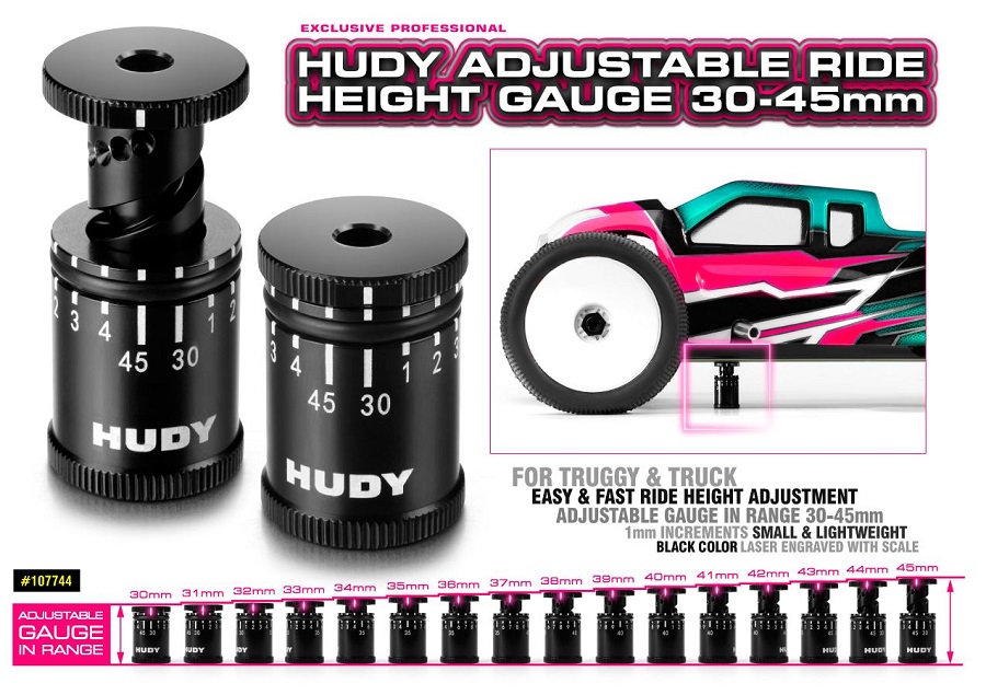 HUDY 107742  Adjustable Ride Height Gauge 20-30mm 1//8 /& 1//10