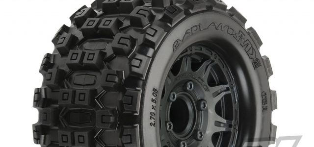 Pro-Line Badlands MX28 2.8″ All Terrain Tires Mounted On Raid Black Removable Hex Wheels