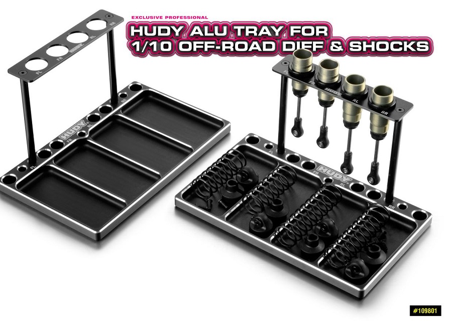  HUDY Aluminum Tray for 1/10 Off-Road Diff & Shocks