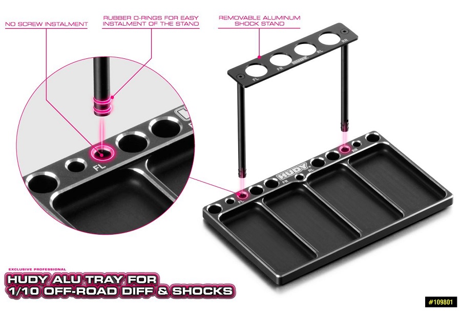  HUDY Aluminum Tray for 1/10 Off-Road Diff & Shocks