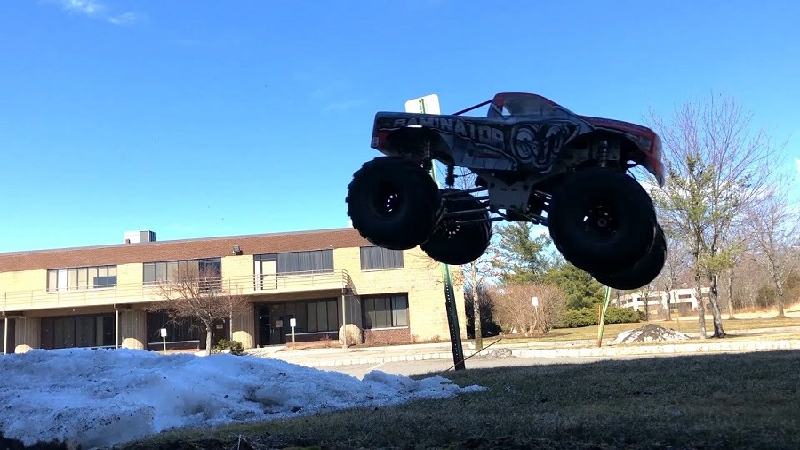 Primal RC Raminator Monster Truck Jumping With Stock Mid Range Gearing
