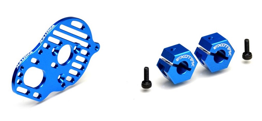 Exotek Rear Clamping Hexes & Slotted Motor Plate For The DR10