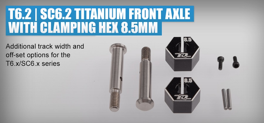 Revolution Design B6.2 | T6.2 | SC6.2 Titanium Front Axle With Clamping Hex