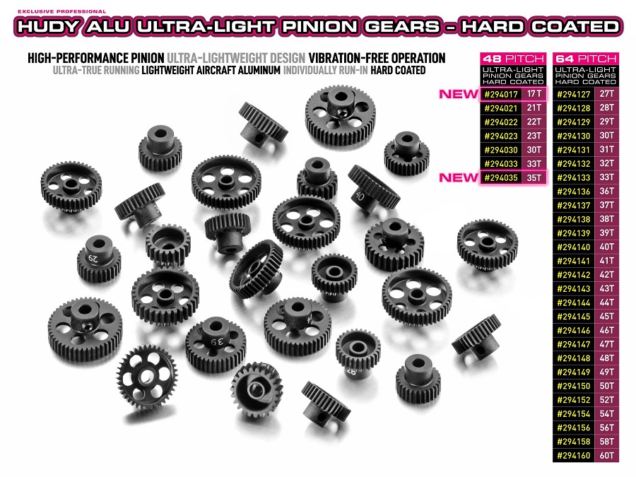 HUDY Alu Hard Coated Ultra-Light Pinion Gears