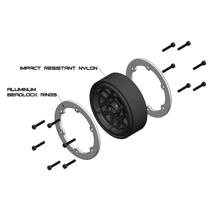 Vanquish Incision KMC 1.9 KM233 Hex Plastic Beadlock Wheel Sets
