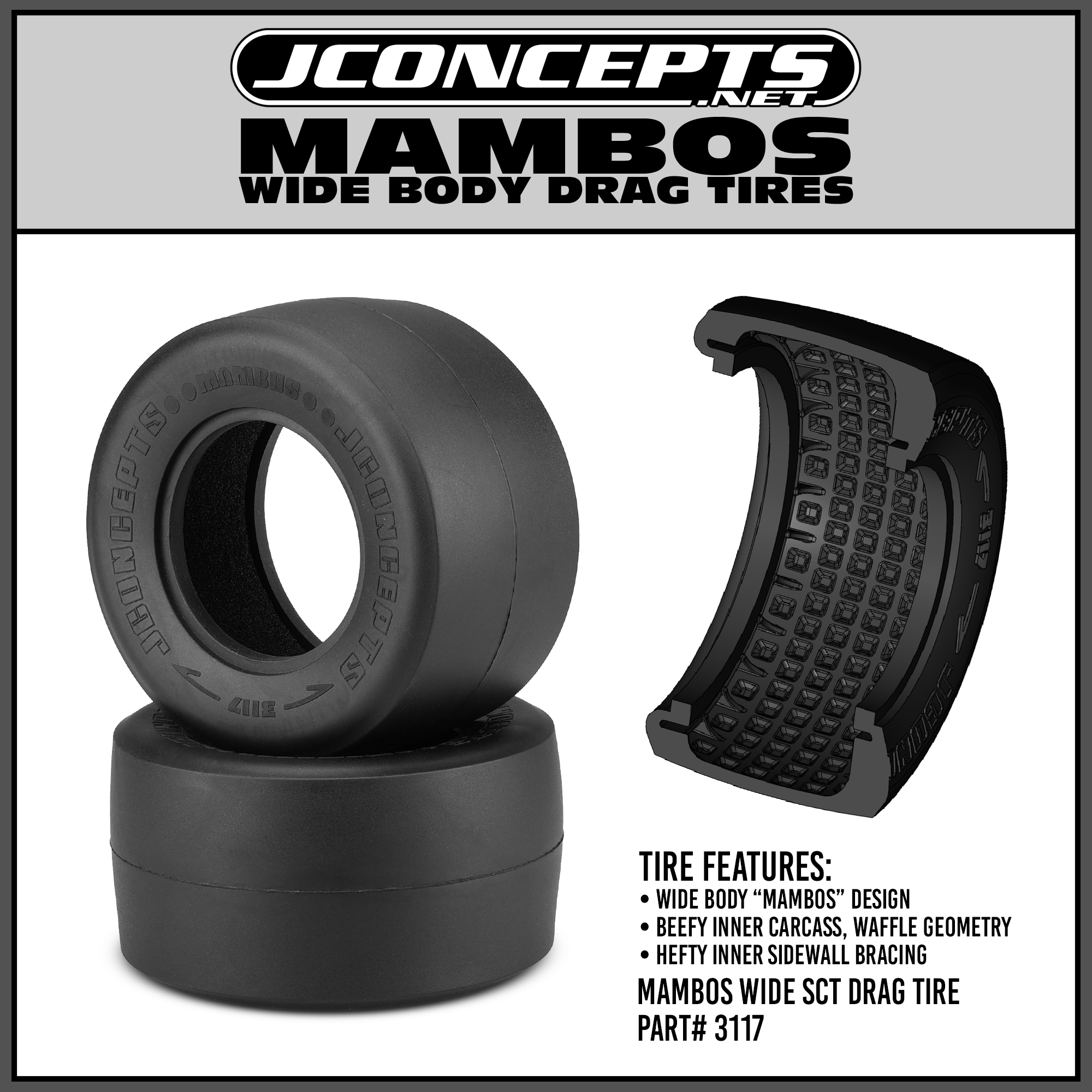 JConcepts Mambos Drag Racing Rear Tire Now Available In Green And Gold Compounds