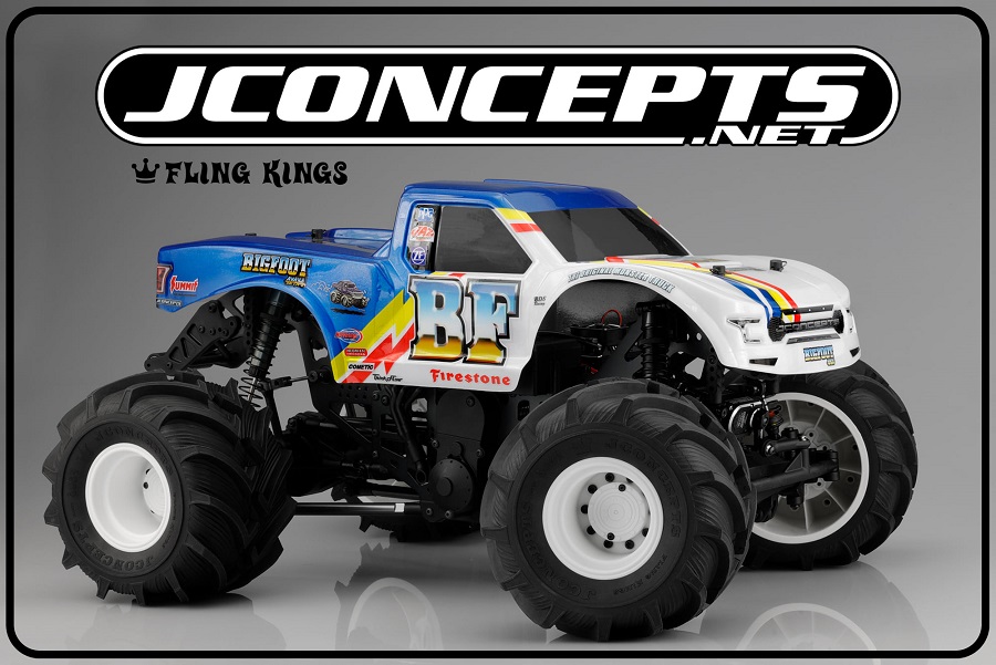 JConcepts Pre-Mounted Fling Kings Monster Truck Tires On Aggressor 17mm Wheels