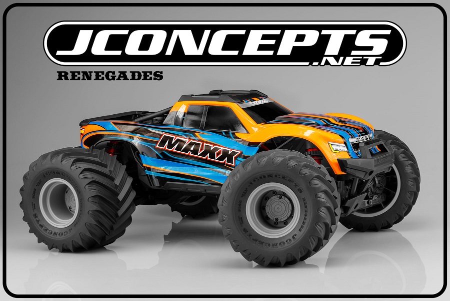JConcepts Pre-Mounted Renegades Monster Truck Racing Tires On Aggressor 17mm Wheels