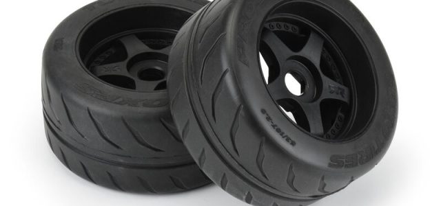 Pro-Line 1/7 Toyo Proxes R888R Front & Rear Belted Tires Mounted On Black 5-Spoke 17mm Wheels