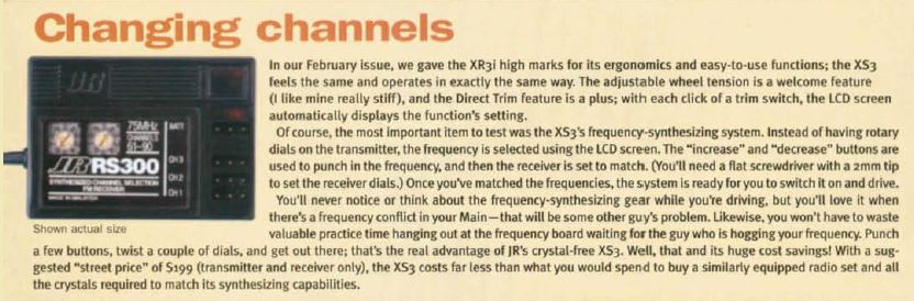 #TBT JR Racing XS3 Synthesized FM Radio System - Review in  April 2003 Issue