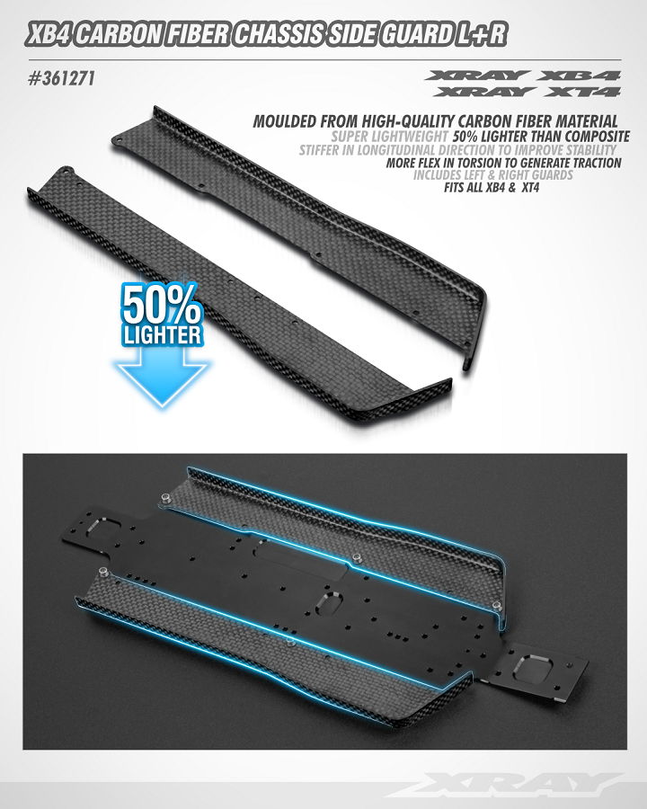 XRAY Carbon Fiber Chassis Side Guards For The XB4