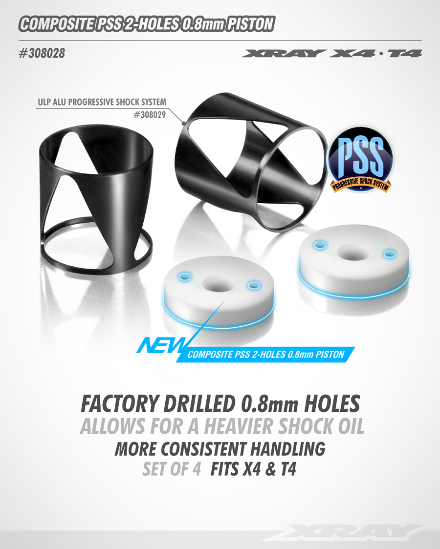 XRAY Composite PSS 2-Holes 0.8mm Pistons