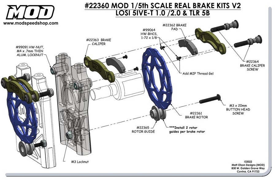 MOD Everlast Real Brakes Kit V2 For The Losi 5T 2.0/1.0 & TLR 5IVE B 