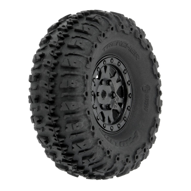 Pro-Line 1/24 Trencher 1.0" Tires Mounted On 7mm Black Impulse Wheels For The SCX24