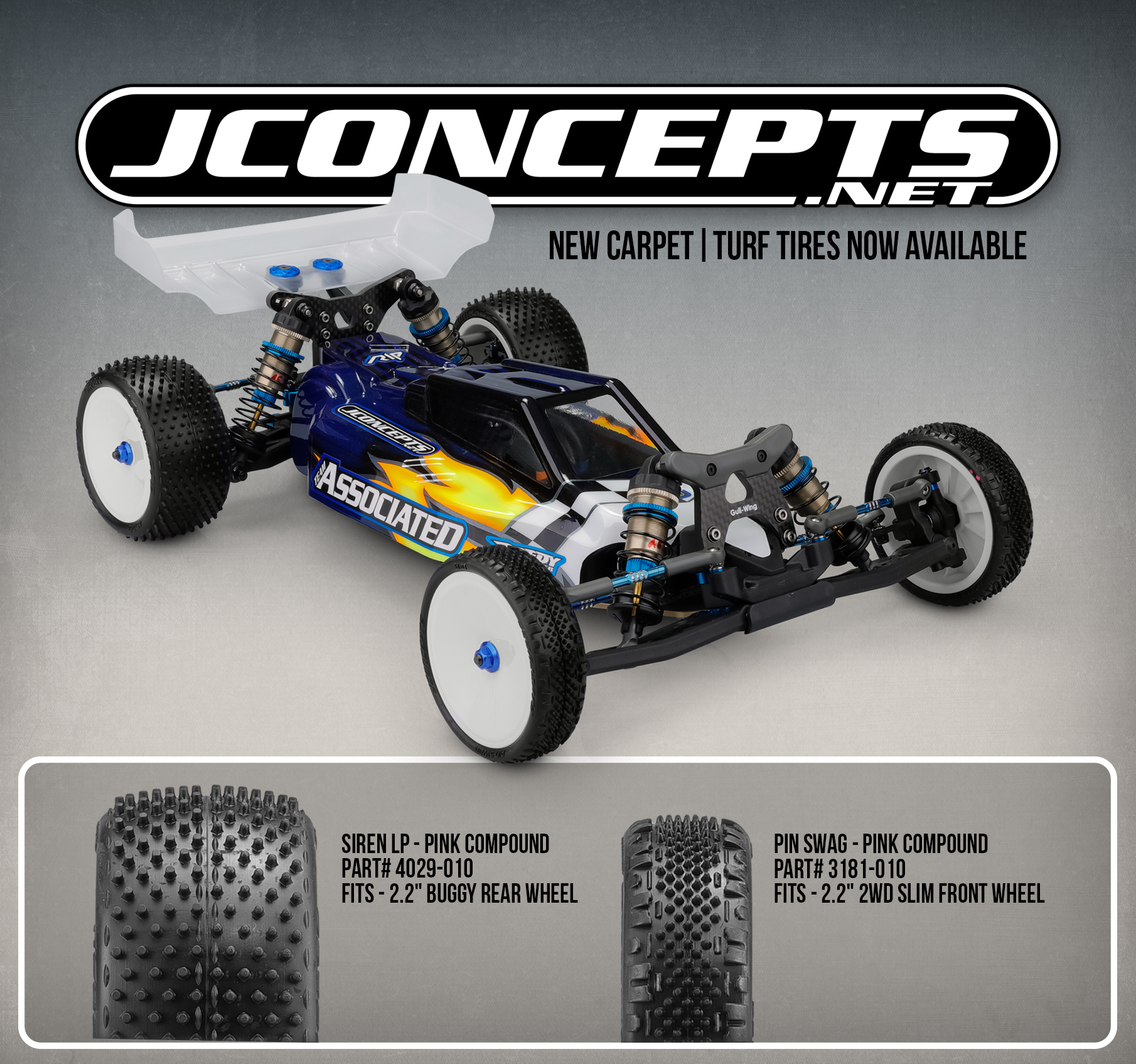 RC Car Action - RC Cars & Trucks | JConcepts Siren LP 2.2″ Turf Rear Buggy Carpet Tire