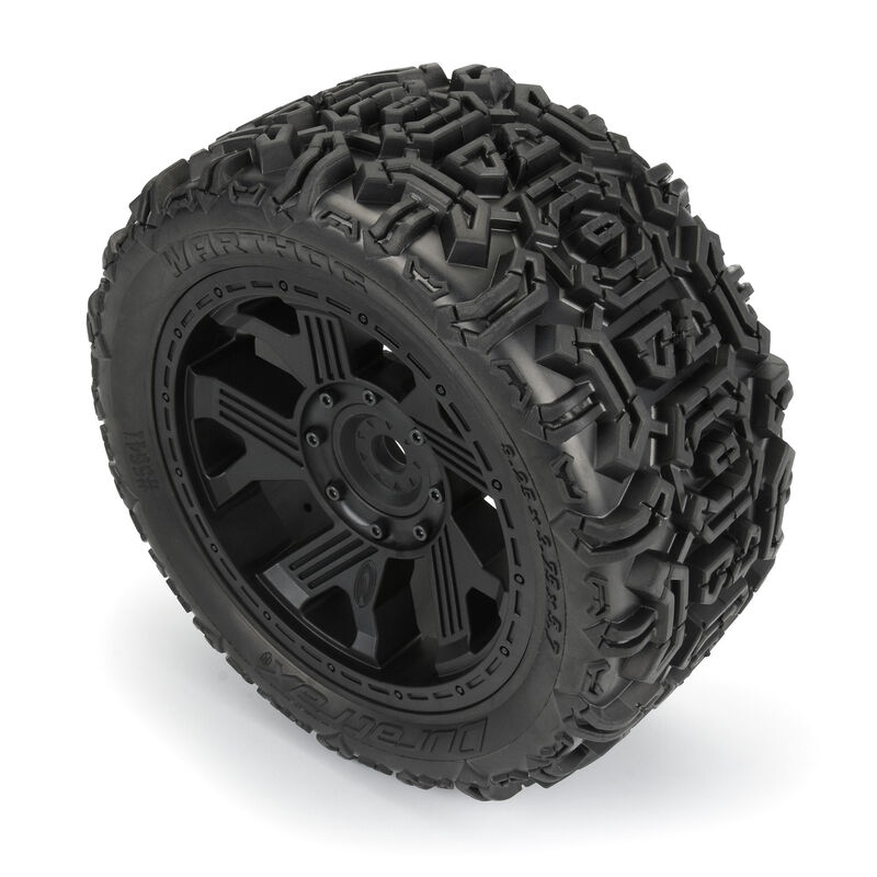 RC Car Action - RC Cars & Trucks | Duratrax 1/6 Warthog 5.7″ Monster Truck Tires Pre-Mounted On 24mm Black Ripper Wheels