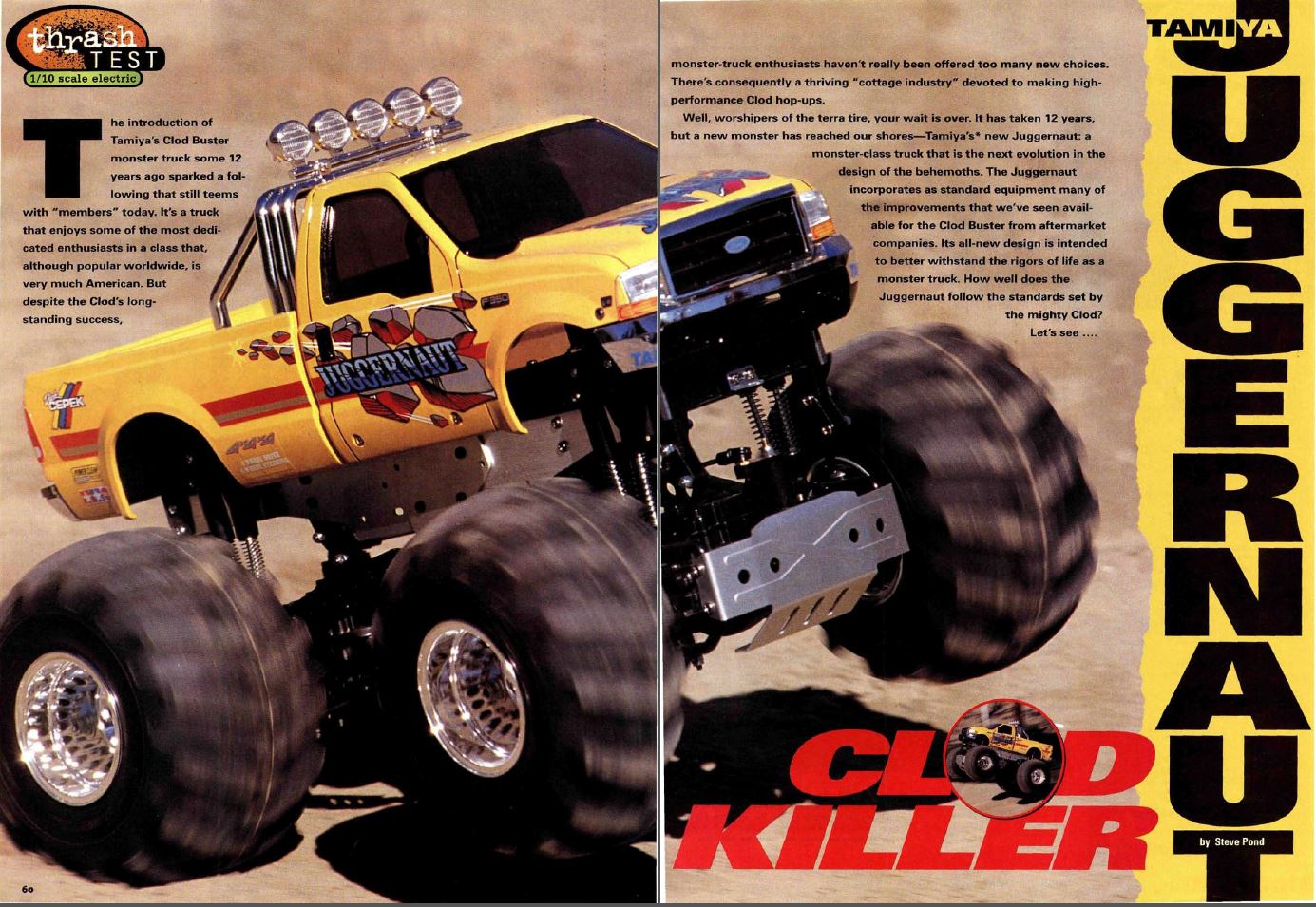 "Clod Killer" Tamiya Juggernaut Monster Truck Reviewed in July 1999 Issue