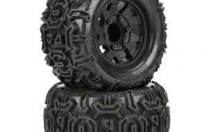 Duratrax Pre-Mounted 1/10 Warthog 2.8″ Monster Truck Tires On 12mm Black Ripper Wheels
