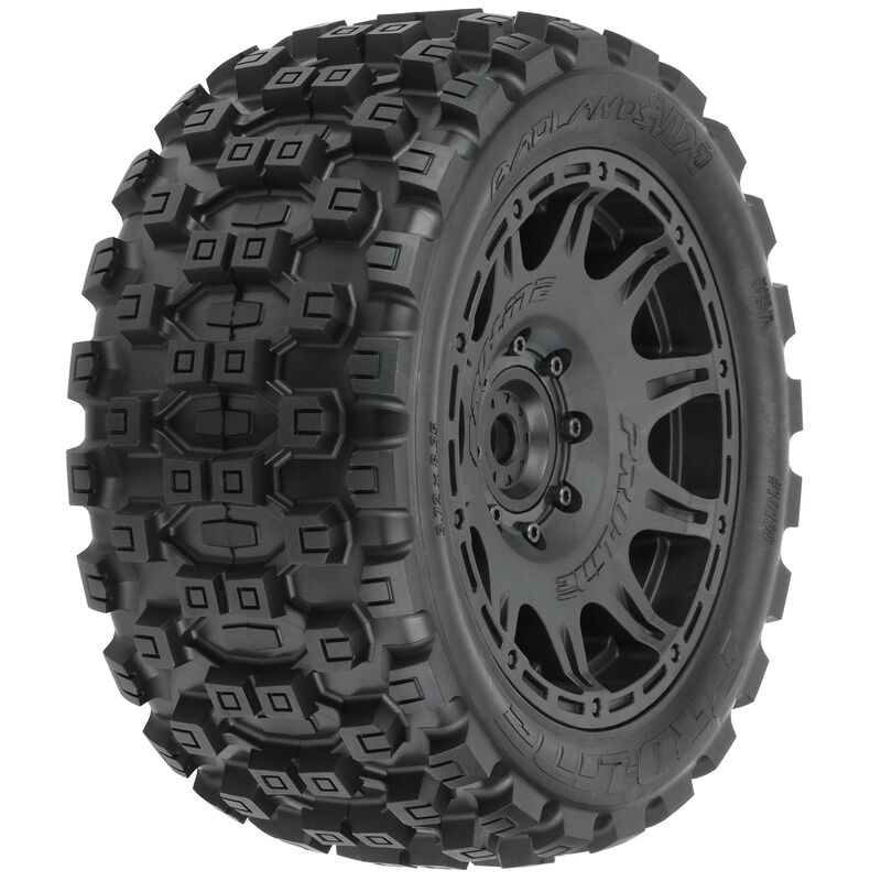 RC Car Action - RC Cars & Trucks | Pro-Line Pre-Mounted 1/6 Badlands MX57 5.7” Tires On Raid Black 8×48 Removable 24mm Hex Wheels