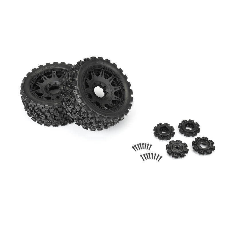 RC Car Action - RC Cars & Trucks | Pro-Line Pre-Mounted 1/6 Badlands MX57 5.7” Tires On Raid Black 8×48 Removable 24mm Hex Wheels