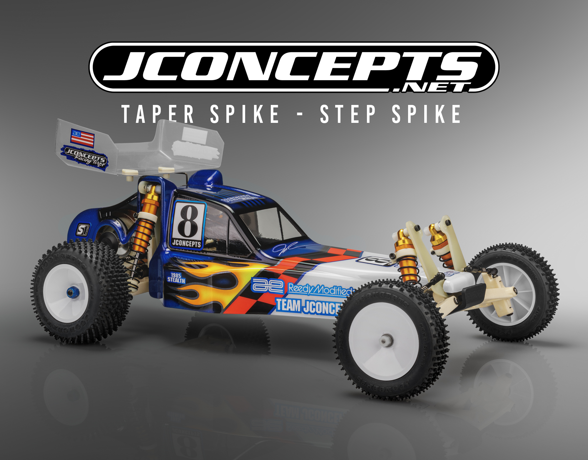 RC Car Action - RC Cars & Trucks | JConcepts Step Spike Front 1.9″ & Taper Spike Rear 1.7″ 2WD Buggy Tires