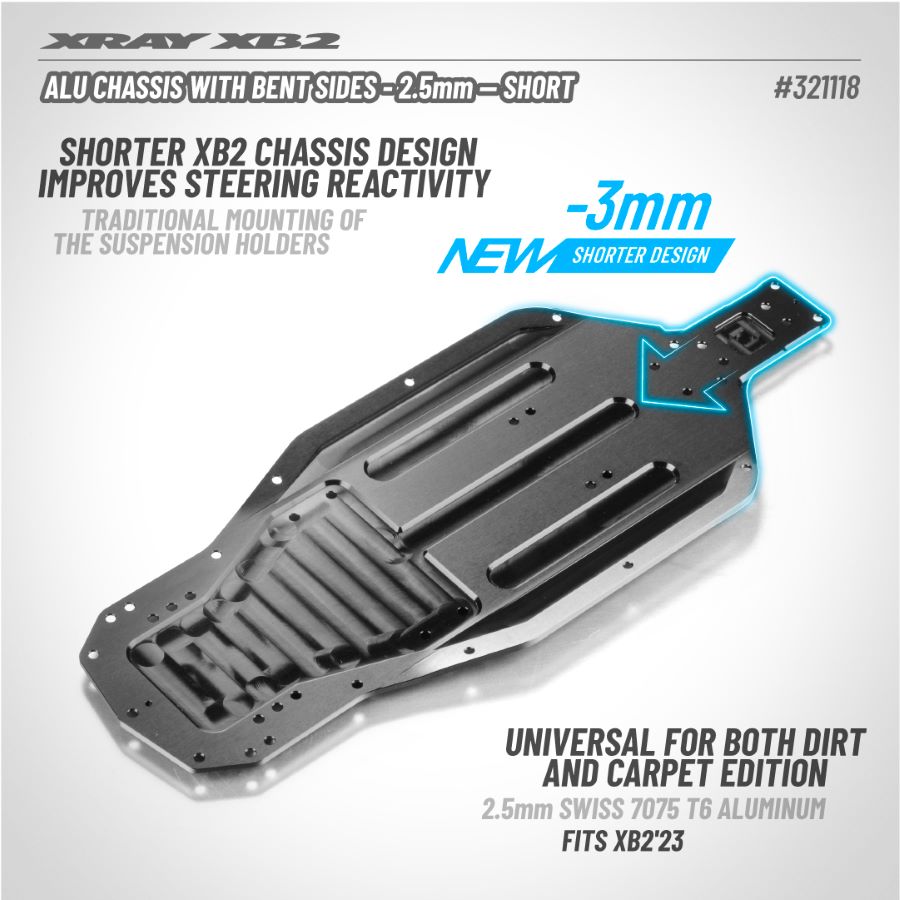 RC Car Action - RC Cars & Trucks | XRAY 2.5mm Short Aluminum Chassis For The XB2 & XT2