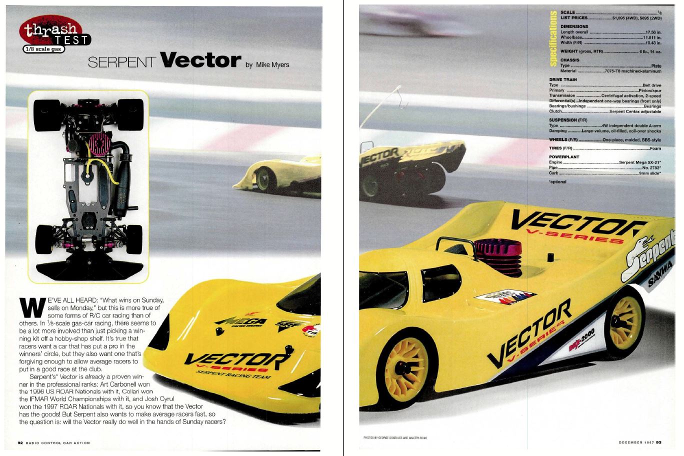 #TBT Serpent Vector 1/8 on-road Nitro Car Featured in December 1997 Issue