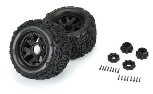 Duratrax 1/8 Warthog 3.8″ Monster Truck Tires Pre-Mounted On 17mm Black Ripper Wheels