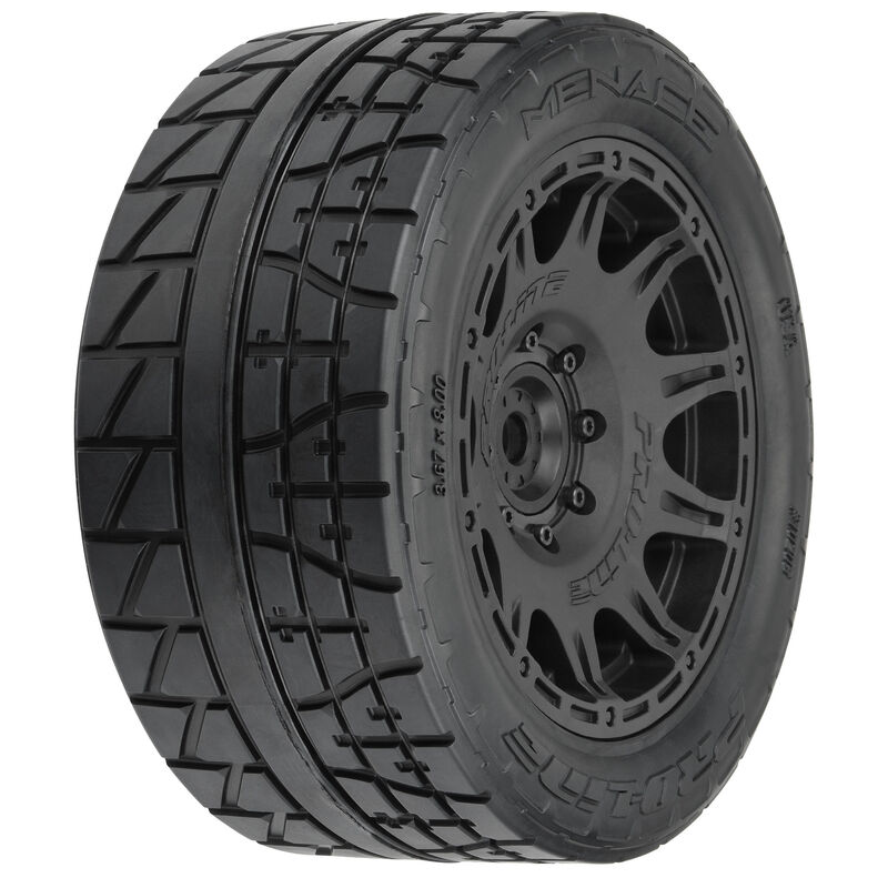 RC Car Action - RC Cars & Trucks | Pro-Line 1/6 Menace HP Belted 5.7” Tires Pre-Mounted On 24mm Raid 8×48 Hex Black Wheels