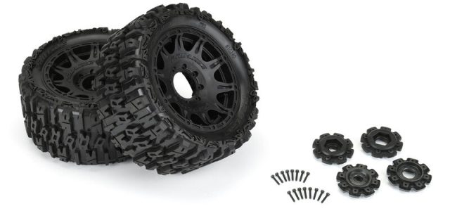 Pro-Line Trencher 1/6 5.7” Tires Pre-Mounted 24mm Black Raid 8×48 Hex Wheels
