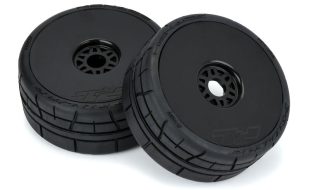 Pro-Line Pre-Mounted Menace HP Belted 1/8 Speed Run Tires On Black Velocity 17mm Wheels