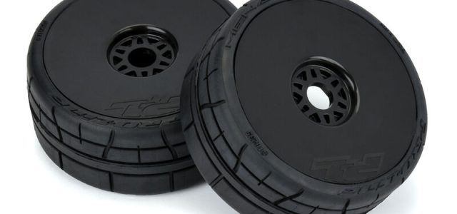 Pro-Line Pre-Mounted Menace HP Belted 1/8 Speed Run Tires On Black Velocity 17mm Wheels